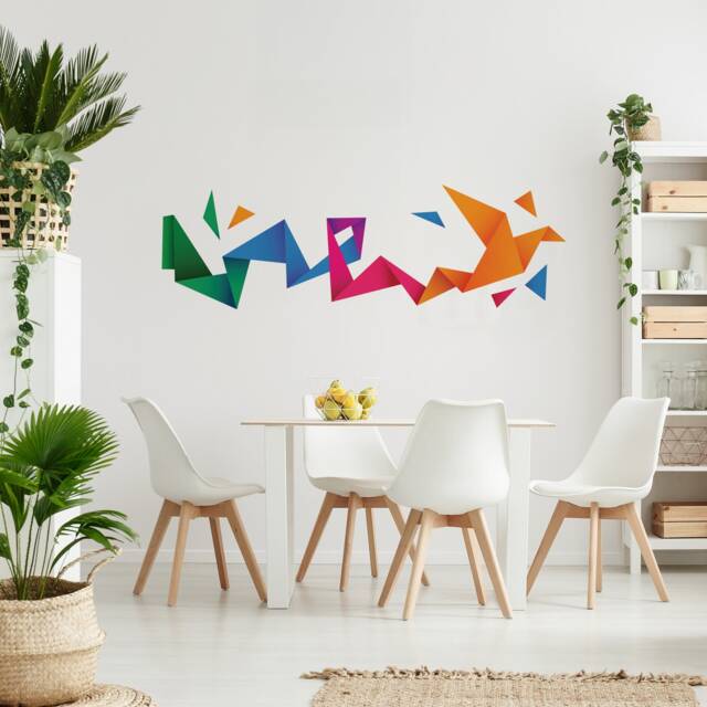 Origami Bird Decal - Stickers Decals Wall Colored Skuorigbir - image 1