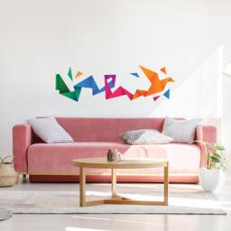 Origami Bird Decal - Stickers Decals Wall Colored Skuorigbir - thumbnail 2