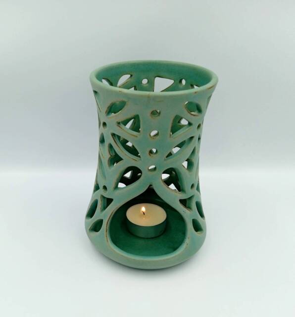 Greek Ceramics - Handmade Ceramic Tealight Lantern Turquoise Candle Holder - image 1