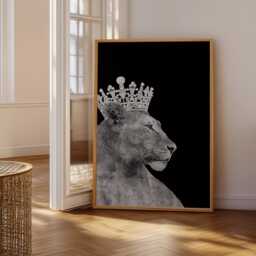 Queen Lion Print, Lioness Poster, Home Decor Wall Art Poster Black & White Photo, Gallery Wall, Modern 439 - thumbnail 3