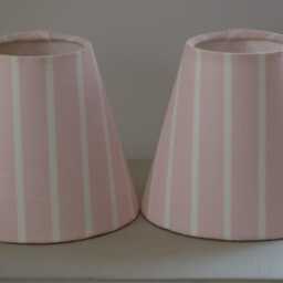 Candy Floss Pink Stripe Luxury Candle Clip Lampshade. Bespoke. Handmade. Wall Lights. Chandeliers - thumbnail 3