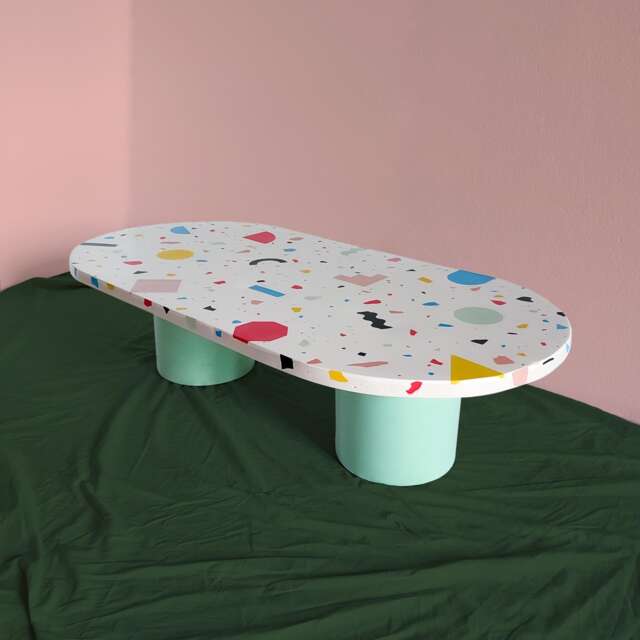 Multicolor Terrazzo Table Top Oval Coffee Or Side - image 1