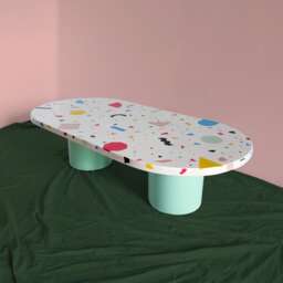 Multicolor Terrazzo Table Top Oval Coffee Or Side