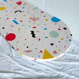 Multicolor Terrazzo Table Top Oval Coffee Or Side - thumbnail 4