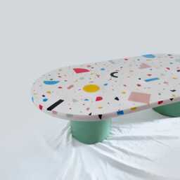 Multicolor Terrazzo Table Top Oval Coffee Or Side - thumbnail 2