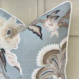 Schumacher Luxury Designer Hothouse Flowers Pale Blue Cushion Pillow Cover - thumbnail 3