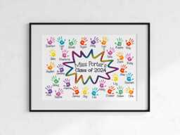 Teacher Print Personalised With Handprints & Names - Unframed Gift For School, College Or Uni Retirement Leaving Present From Students - thumbnail 1