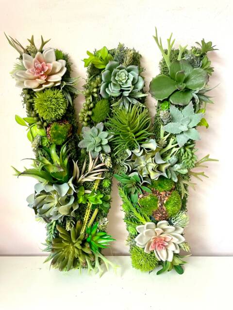 Moss Succulent Letter Faux Plant Wall Decor, Greenery Initial Sign - image 1