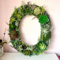 Moss Succulent Letter Faux Plant Wall Decor, Greenery Initial Sign - thumbnail 3