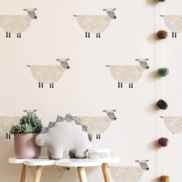 Sheep - Fabric Wall Decal Modern Farm Mej - image 1