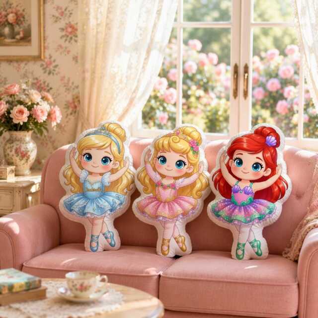 Personalized Ariel Ballet Girl Plush Pillow With Custom Name, Soft Doll Cushion Gift For Girls Birthday, Mermaid Princess Room Decor - image 1
