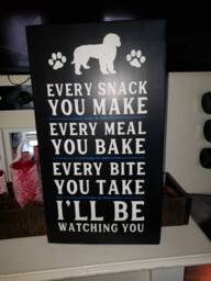 Golden Doodle Dog Sign Personalized Distressed Wood Wall Hanging Lover Gift I'll Be Watching You Every Snack Make Meal Bak