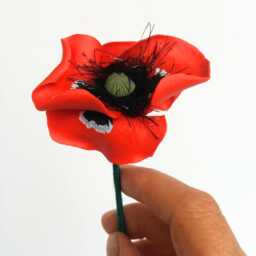 Red Ceramic Poppy Sculpture Handmade Flower Decor Evil Eye Gift Anniversary Floral Art Home - thumbnail 1