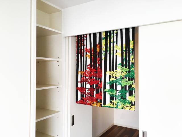 Japanese Noren Order Made, Red Momiji Door Curtain, Japanese Tenugui, Japan Maple Tree Noren, Wall Tapestry, Fabric Panel - image 1