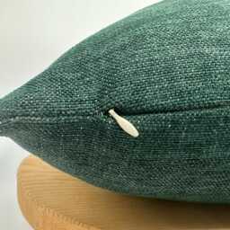 Green Luxury Linen Pillowcase With Red Pipping, Dark Pillowcover - thumbnail 4