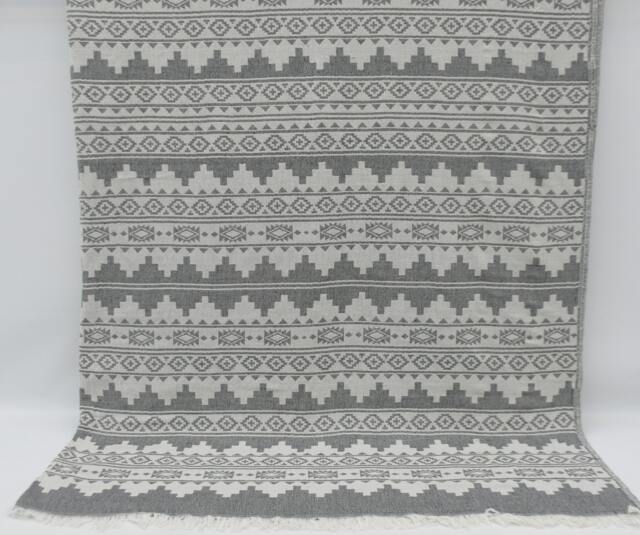 Aztec Blanket, 79x87, Black Blanket, Kilim Desing Blanket, Geometric Throw, Bed Cover, Turkish Blanket, Bedspread, Double Face Blanket, K3-Jakarb - image 1