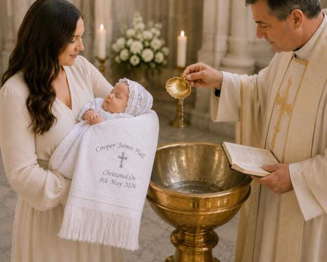 Personalised Baby Shawl Blanket Christening Baptism Naming Ceremony Gift - image 1