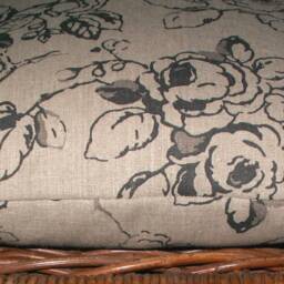 Charcoal Cabbage Roses Cushion Cover, UK Designer Linen, Cottage Chic Floral, Reversible Pillow Cover - thumbnail 2