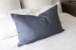 Navy Lumbar Pillow Cover, Cotton Rectangle Cushion For Farmhouse Decor