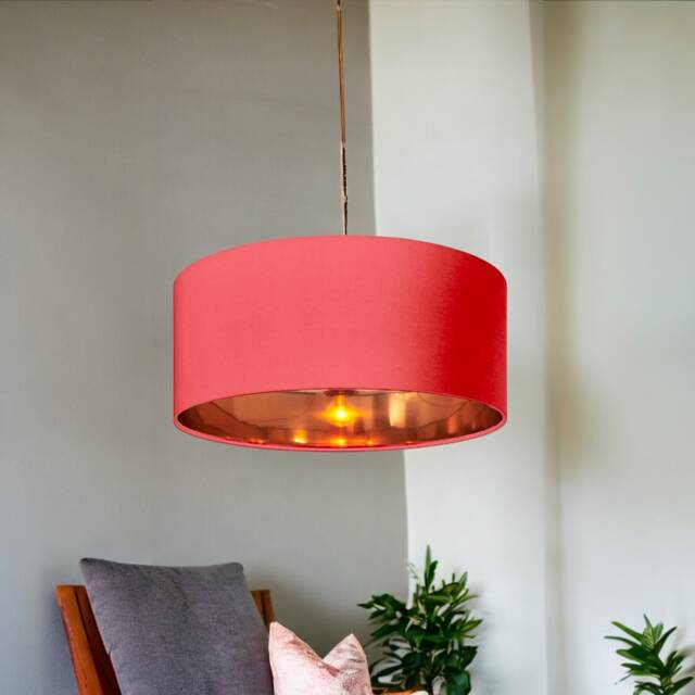 New High Quality Luxury Blush 31 Cotton Fabric Lamp Shade Pendant Light Drum Shape With Metallic Linings - image 1