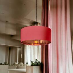 New High Quality Luxury Blush 31 Cotton Fabric Lamp Shade Pendant Light Drum Shape With Metallic Linings - thumbnail 3