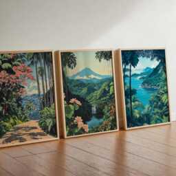 Set Of 3 Costa Rica Posters, Central America Wall Art Prints, Travel Poster Set, Tropical Landscape Prints - thumbnail 2