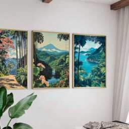 Set Of 3 Costa Rica Posters, Central America Wall Art Prints, Travel Poster Set, Tropical Landscape Prints - thumbnail 3