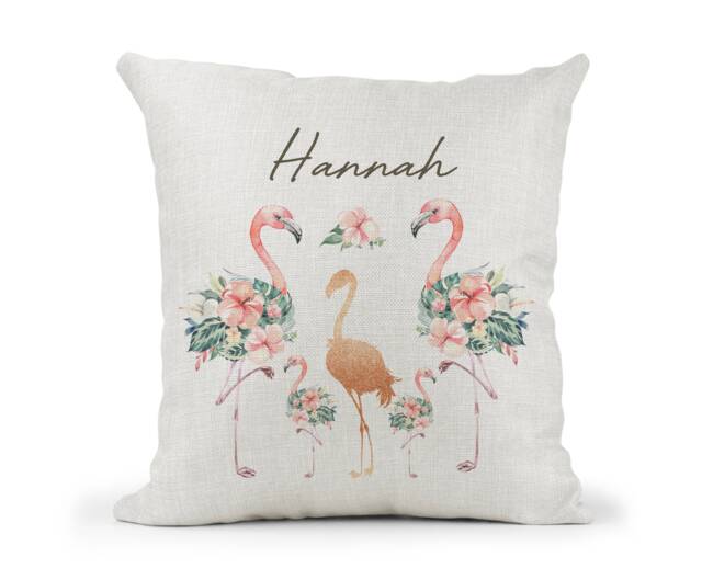 Personalised Cushion, Rose Gold /Floral Flamingo .. Special Birthday. Bedroom Decor..daughter/Friend/Sister Gift - image 1