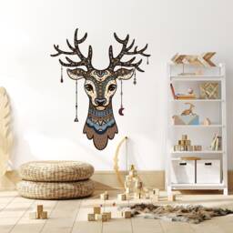 Deer Wall Decal Baby Boy Bedroom, Boho Antler Kids Nursery, Woodland Decor Toddler Room, Hunting Nursery Playroom Sticker Vl34 - thumbnail 2