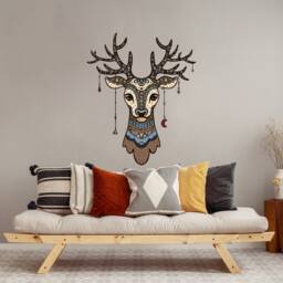 Deer Wall Decal Baby Boy Bedroom, Boho Antler Kids Nursery, Woodland Decor Toddler Room, Hunting Nursery Playroom Sticker Vl34 - thumbnail 3