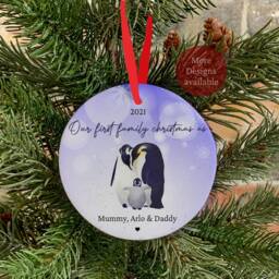 First Christmas As A Family Of Three Ornament, Personalised Bauble, Stocking Stuffer, Bauble, 3 Gift - thumbnail 3
