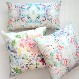 Hydrangea Mix Watercolor Floral Pillow Cover, Designer Fabric Cover - thumbnail 3