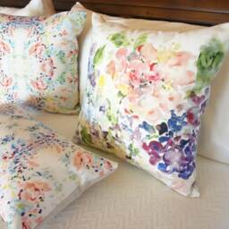 Hydrangea Mix Watercolor Floral Pillow Cover, Designer Fabric Cover - thumbnail 2