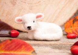 Needle Felted White Lamb, Nativity Set, Animal, Tiny Waldorf Inspired , Needle Christmas Decoration - thumbnail 1
