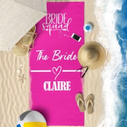 Personalised Beach Towel, Bride Squad Towels, Hen Do Pool Custom Swim Holiday Party - thumbnail 2