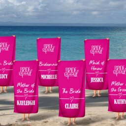 Personalised Beach Towel, Bride Squad Towels, Hen Do Pool Custom Swim Holiday Party - thumbnail 3