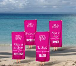 Personalised Beach Towel, Bride Squad Towels, Hen Do Pool Custom Swim Holiday Party - thumbnail 1