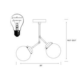 Hephaestus Adjustable 2 Light 6In Globe Mid Century Modern Industrial Semi Flush - thumbnail 4