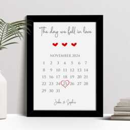 Personalised Memorable Date Print, Valentine's Day Gift, Custom Wall Art Framed Picture, Present For Him, Her Nl - thumbnail 2