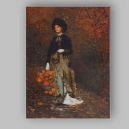Elegant Victorian Lady Autumn Leaves Portrait Painting Canvas Wall Art Print Decor Picture Ready To Hang - thumbnail 1
