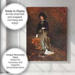 Elegant Victorian Lady Autumn Leaves Portrait Painting Canvas Wall Art Print Decor Picture Ready To Hang - thumbnail 3