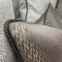 Bronze Copper Brown Cushion Cover With Contrasting Blean Piping/Designer Astrid Throw Pillow Case - All Sizes Bespoke Made in UK - thumbnail 2