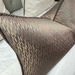 Bronze Copper Brown Cushion Cover With Contrasting Blean Piping/Designer Astrid Throw Pillow Case - All Sizes Bespoke Made in UK - thumbnail 3