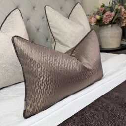 Bronze Copper Brown Cushion Cover With Contrasting Blean Piping/Designer Astrid Throw Pillow Case - All Sizes Bespoke Made in UK