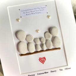 Grandchildren Keepsake Gift For Grandparents Pebble Art Picture Frame Personalised For Her Nana Gift Birthday 70Th 80Th 60Th - thumbnail 2