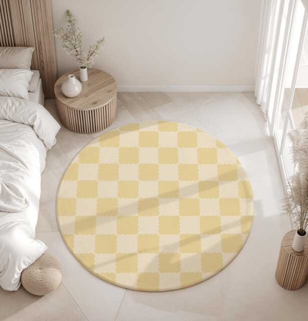 Checkered Yellow & Light Rug, Carpet, Kids Decor, Children's Room Decor, Kids Carpet - image 1