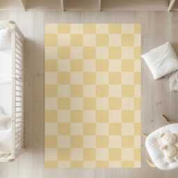 Checkered Yellow & Light Rug, Carpet, Kids Decor, Children's Room Decor, Kids Carpet - thumbnail 2