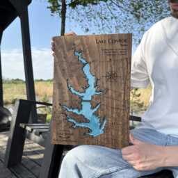 Personalized Lake Map Wood Wall Art Resin Detail, Push Pins Included - thumbnail 4