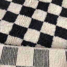 Moroccan Rug , Large Black & White Checkered Rug, Berber Checkered Area -Checkerboard Rug -Beniourain - thumbnail 4