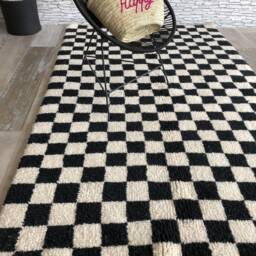 Moroccan Rug , Large Black & White Checkered Rug, Berber Checkered Area -Checkerboard Rug -Beniourain - thumbnail 2